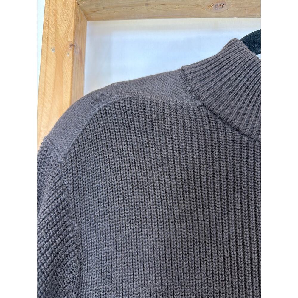 Vintage Chaps Brown Knit Zip-Up Jacket with Felt Elbow Patches Large - Picture 2 of 10